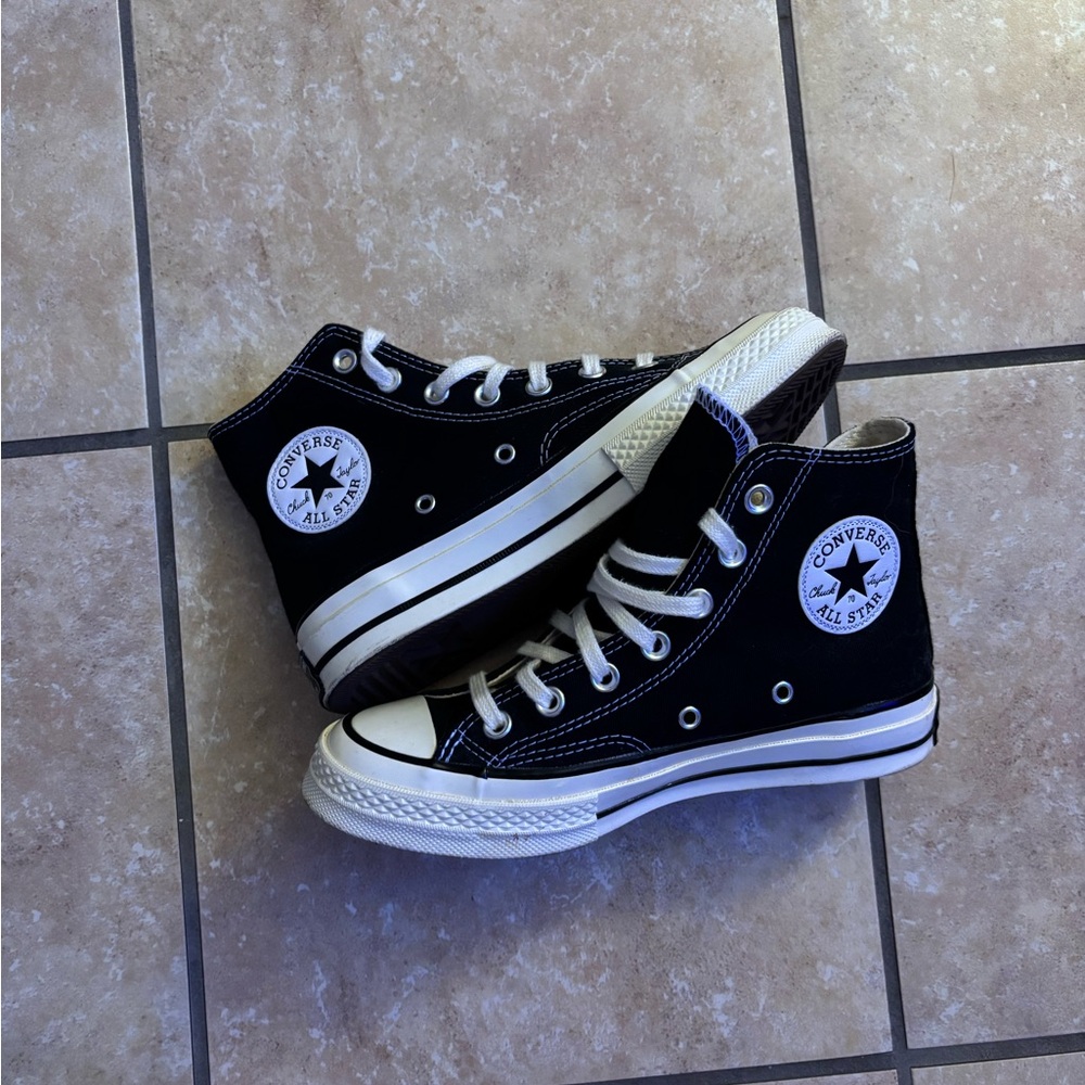 Converse Black High-Top Sneakers with White Accents - Picture 2 of 4